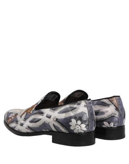 Multicolor Floral Tapestry Embroidery Loafer Shoes