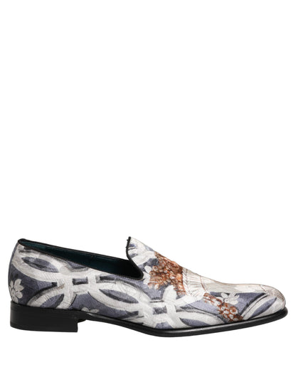 Multicolor Floral Tapestry Embroidery Loafer Shoes