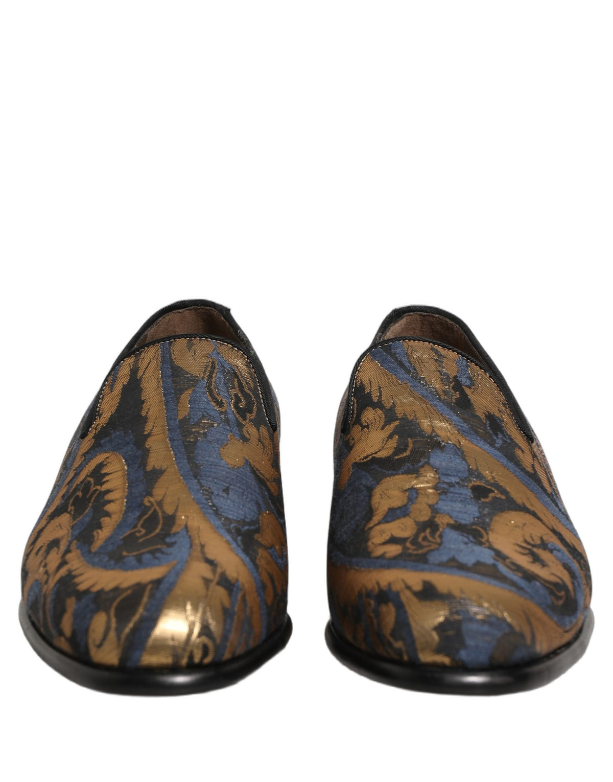 Blue Brocade Slip On Men Dress Loafers Shoes
