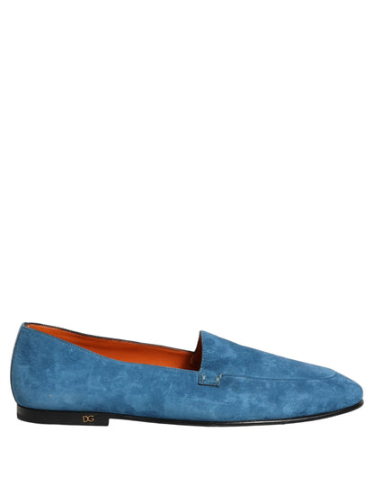 Blue Velvet Slip On Men Flats Loafers Shoes