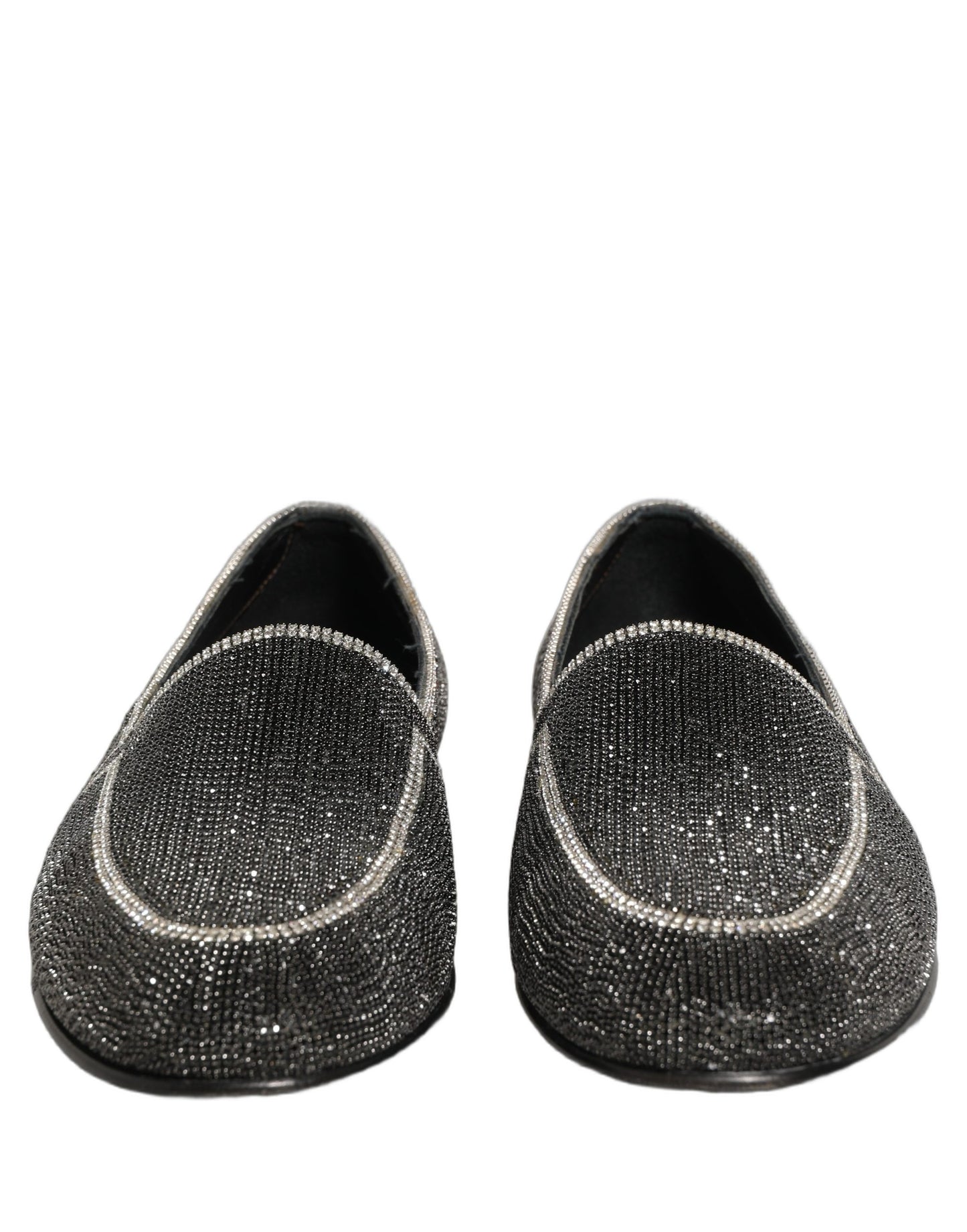 Black Crystal Embellished Men Loafers Shoes