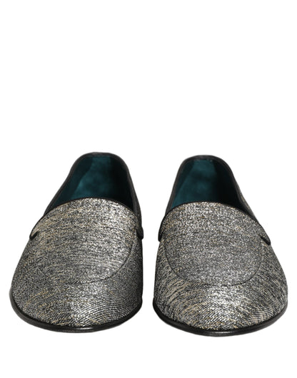 Gray Lurex Glitter Men Dress Loafers Shoes