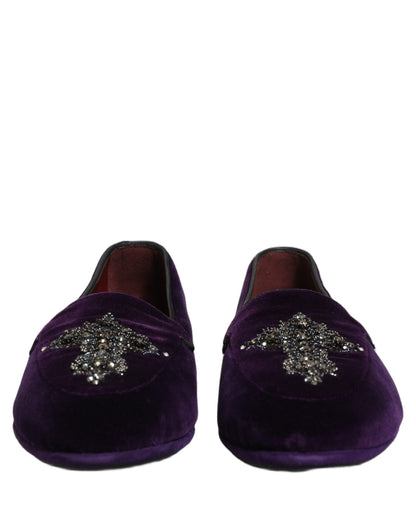 Violet Suede Embellished Dress Loafers Shoes