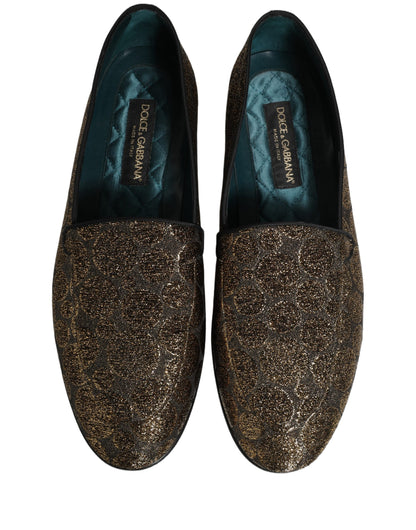 Gold Lurex Glitter Men Slip On Loafers Shoes