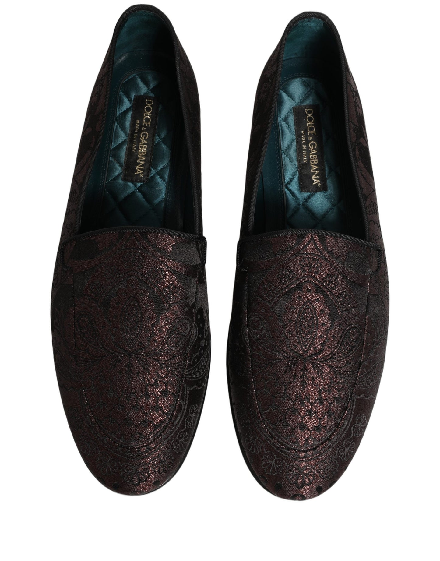 Maroon Jacquard Leather Slip On Loafers Shoes