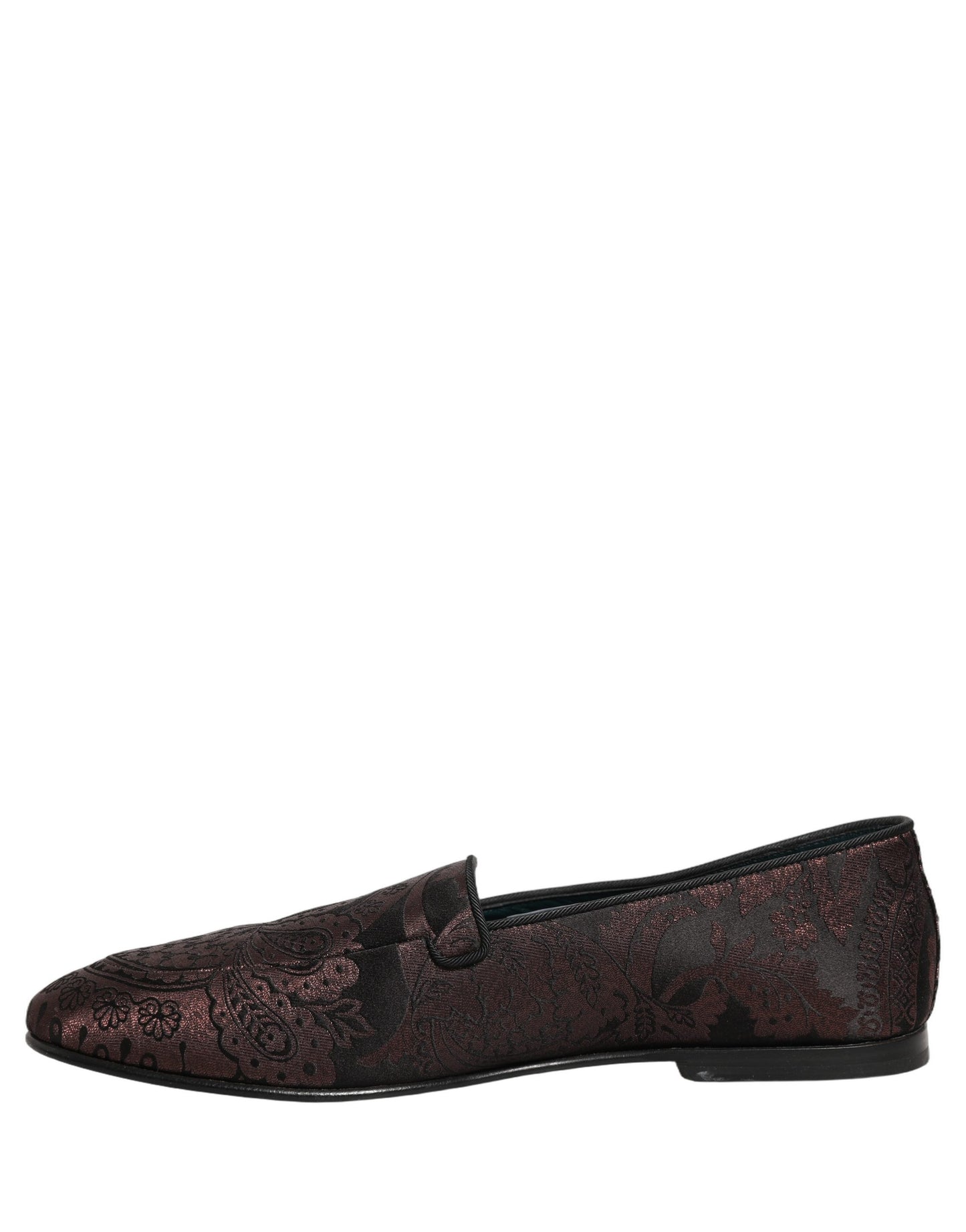 Maroon Jacquard Leather Slip On Loafers Shoes