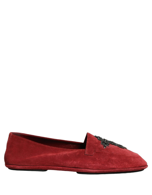 Red Suede Cross Slip On Dress Loafers Shoes