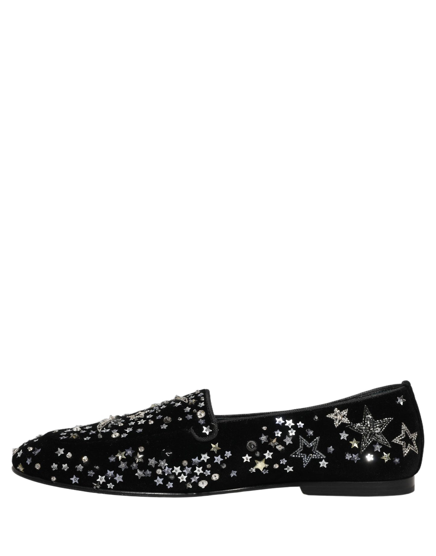 Black Crystal Embellished Dress Loafers Shoes