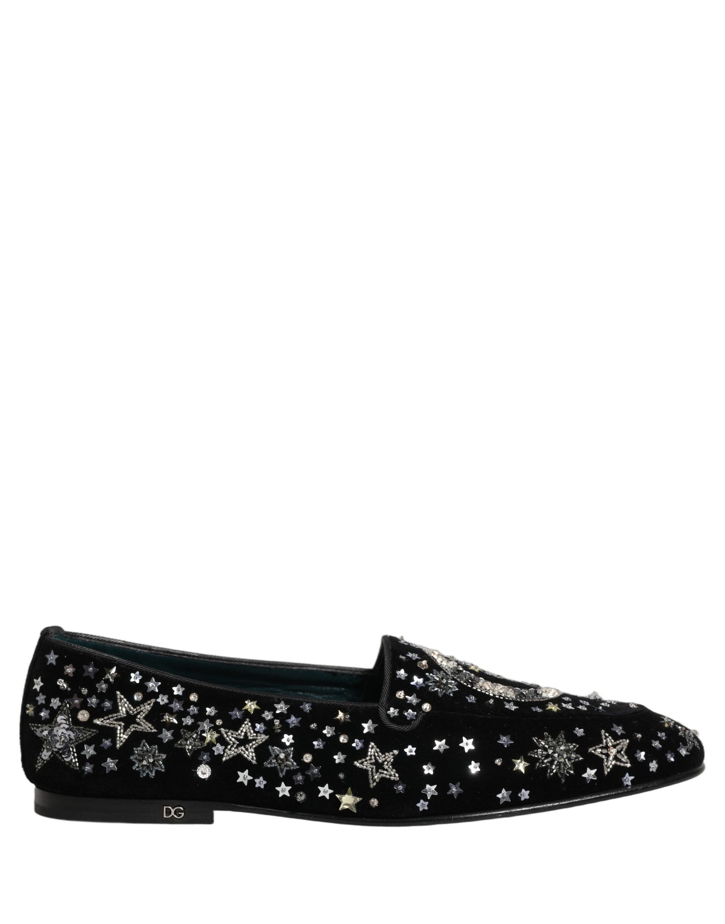 Black Crystal Embellished Dress Loafers Shoes