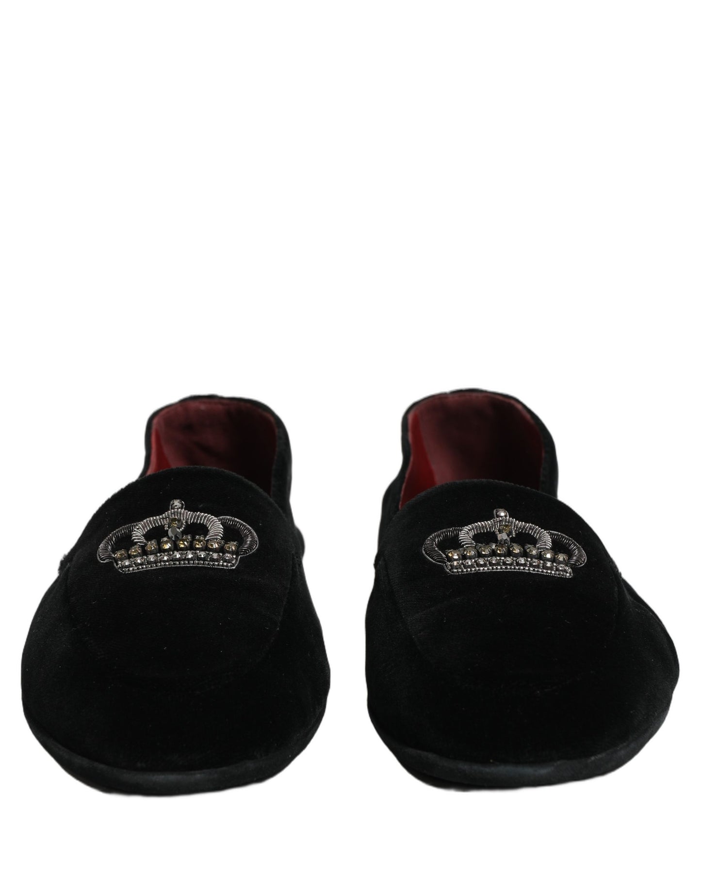 Black Crown Embellished Dress Loafers Shoes