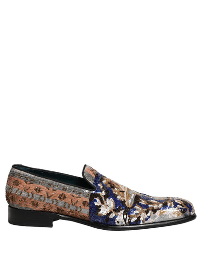 Multicolor Embroidered Sequin Loafers Shoes