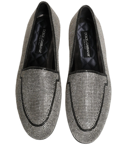 Silver Crystal Embellished Men Loafers Shoes