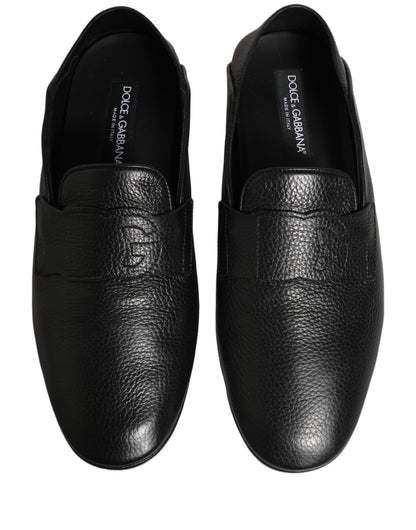 Black Deerskin Leather Driver Loafers Shoes