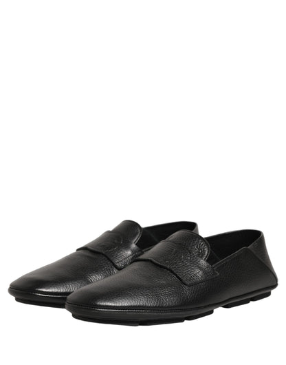 Black Deerskin Leather Driver Loafers Shoes