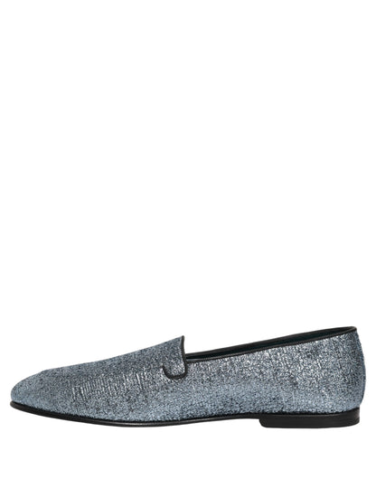 Blue Glitter Lurex DG Logo Dress Loafers Shoes