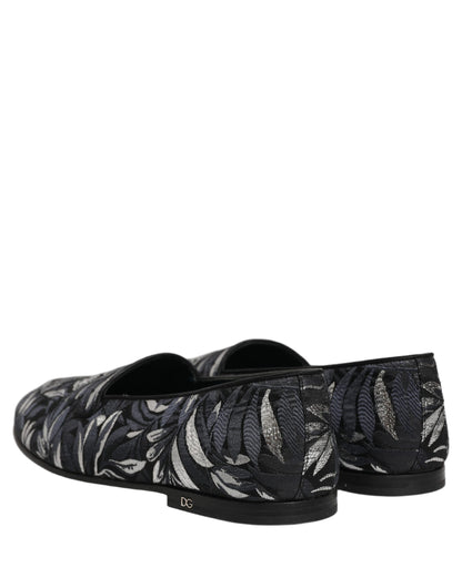 Black Leaf Embroidery Dress Men Loafers Shoes