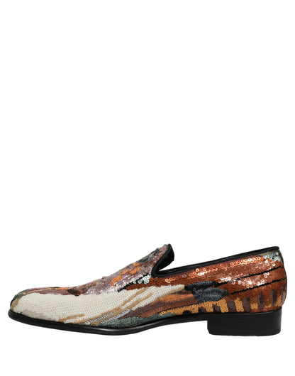 Multicolor Embroidered Sequin Loafers Shoes