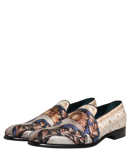 Multicolor Fruit Print Velvet Loafers Shoes