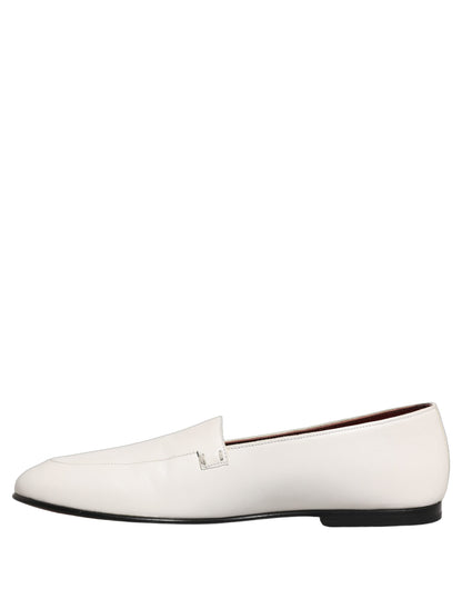 White Leather Logo Slip On Men Loafers Shoes