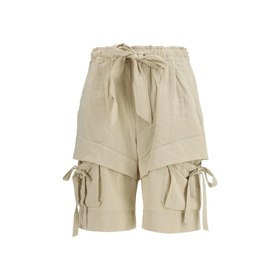 Beige Viscose Bermuda Shorts
