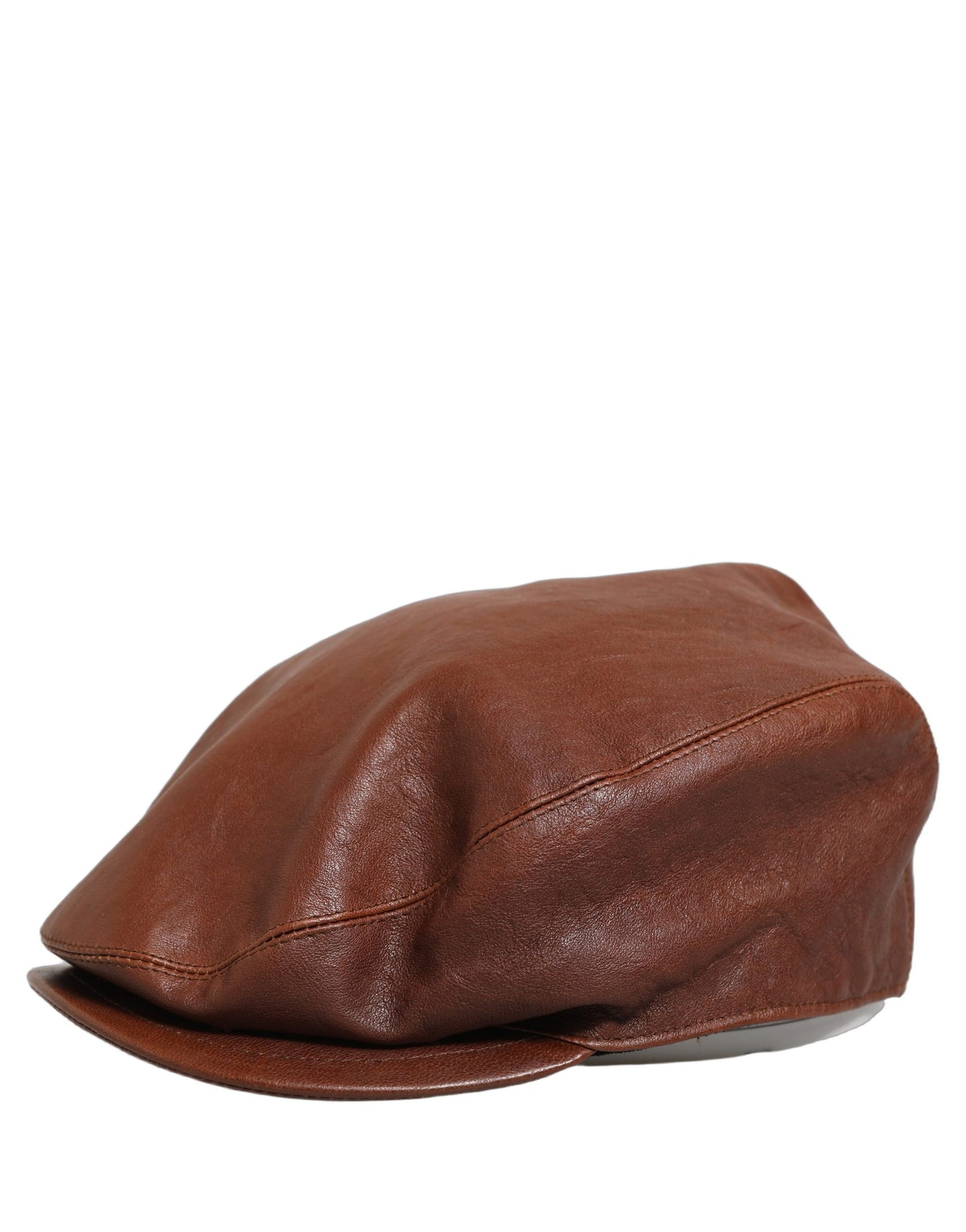 Men Brown Lamb Leather Newsboy Cloth Capello Hat