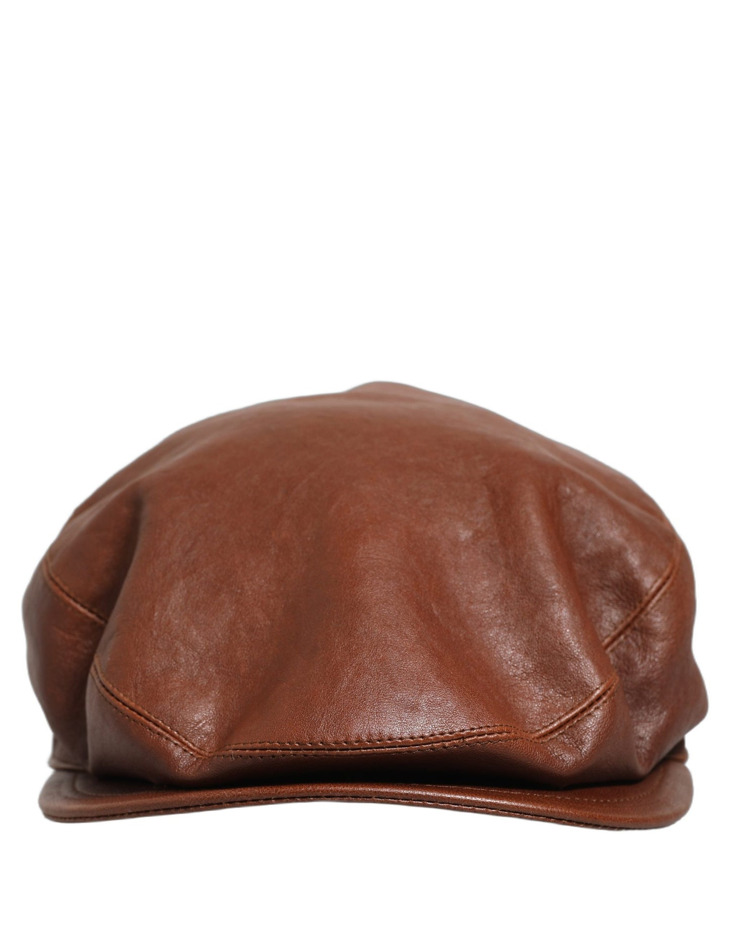 Men Brown Lamb Leather Newsboy Cloth Capello Hat