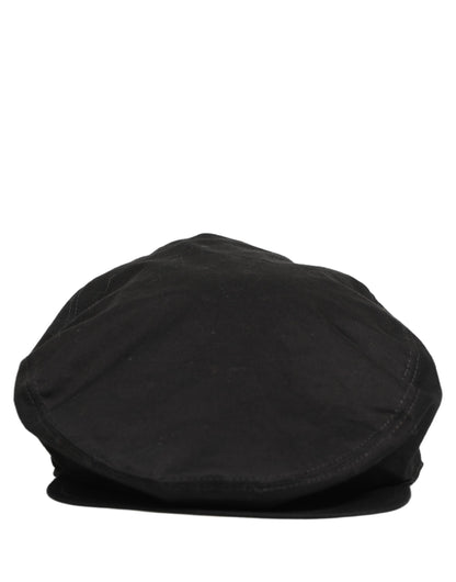 Men Black Cotton Stretch Newsboy Cloth Capello Hat