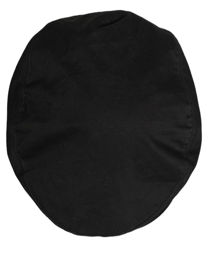 Men Black Cotton Stretch Newsboy Cloth Capello Hat