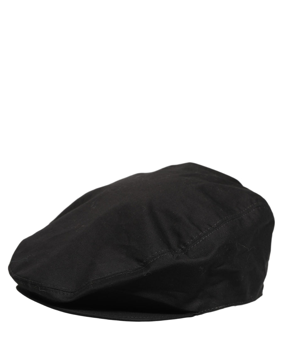 Men Black Cotton Stretch Newsboy Cloth Capello Hat
