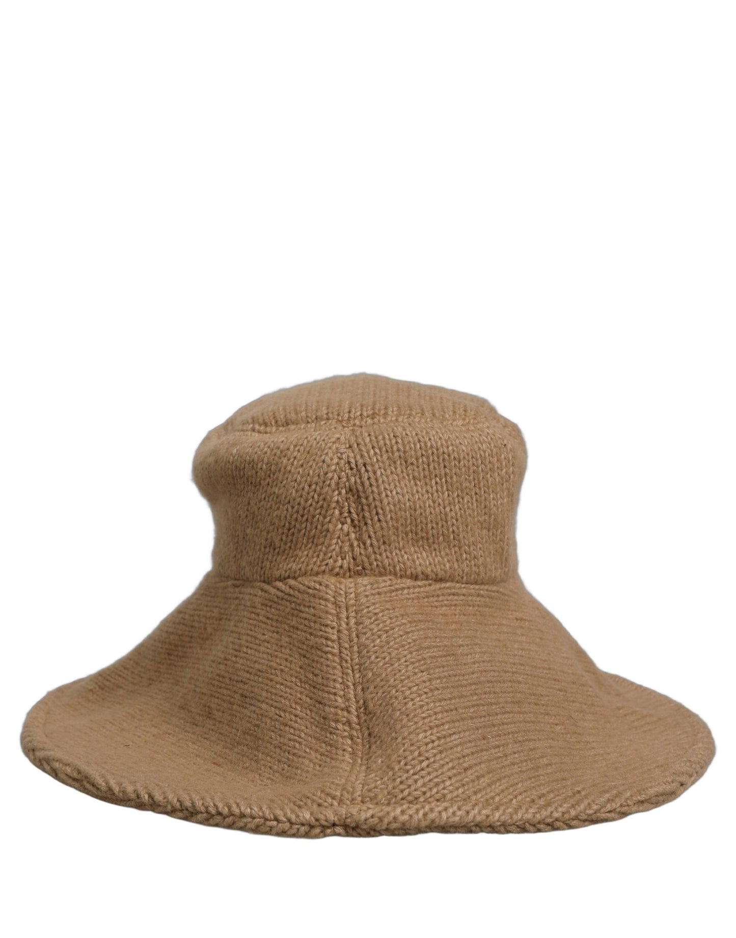 Women Brown Cotton Knit WideBrim Bucket Capello Hat