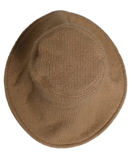Women Brown Cotton Knit WideBrim Bucket Capello Hat