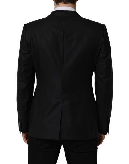 Dark Blue Wool Single Breasted Men Blazer Jacket