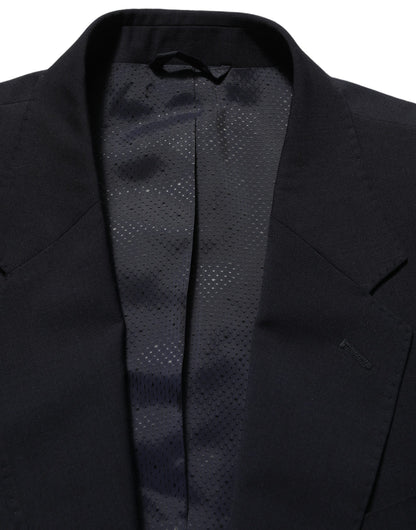 Dark Blue Wool Single Breasted Men Blazer Jacket