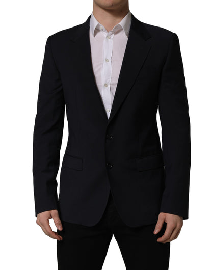 Dark Blue Wool Single Breasted Men Blazer Jacket