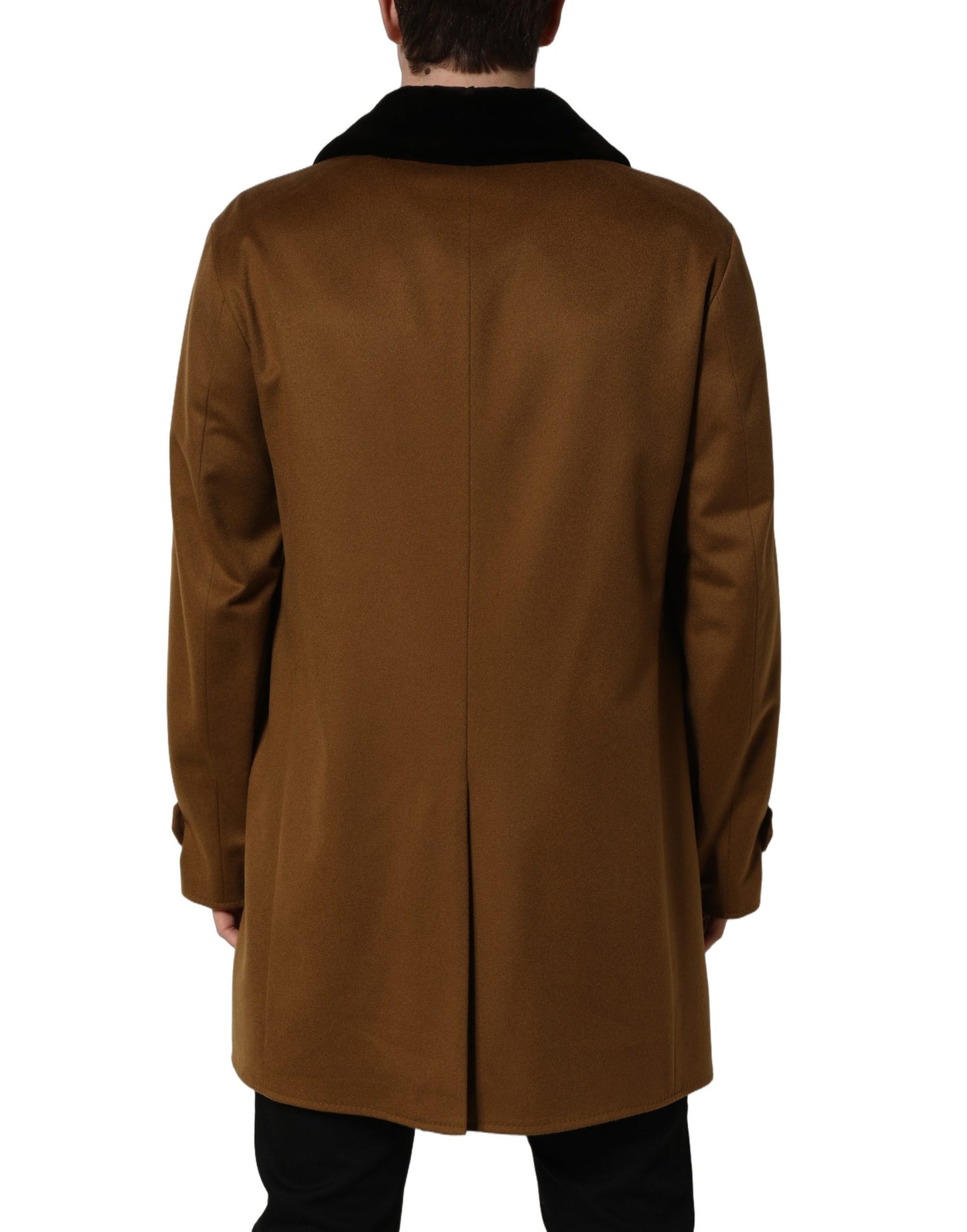 Brown Cashmere Mink Fur Men Overcoat Jacket