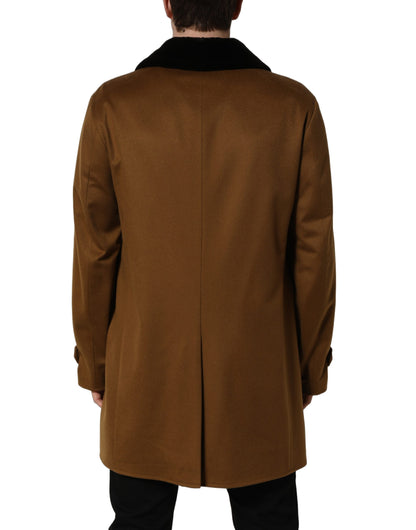 Brown Cashmere Mink Fur Men Overcoat Jacket