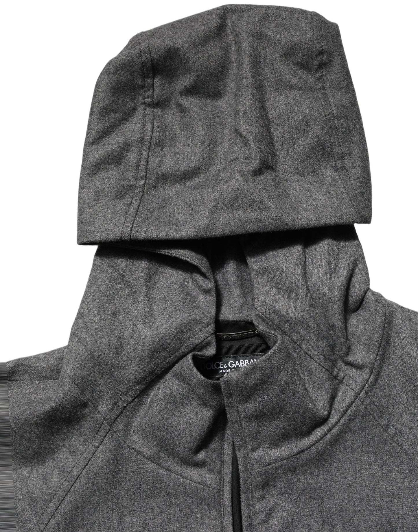 Gray Cotton Men Hooded Full Zip Bomber Jacket