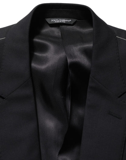 Dark Blue Wool Single Breasted Blazer Jacket