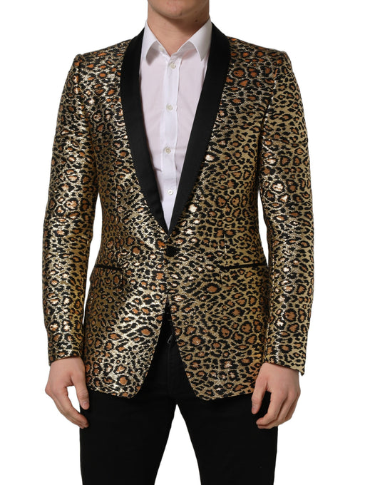 Gold Leopard Single Breasted Men Coat Jacket