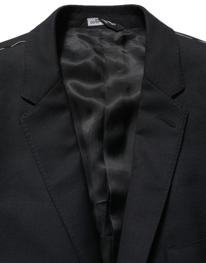 Dark Blue Wool Single Breasted Blazer Jacket
