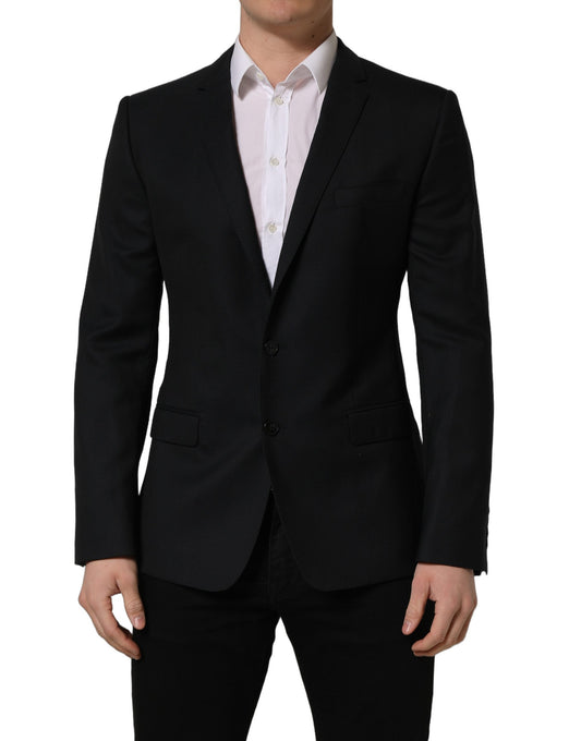 Dark Blue Wool Single Breasted Blazer Jacket