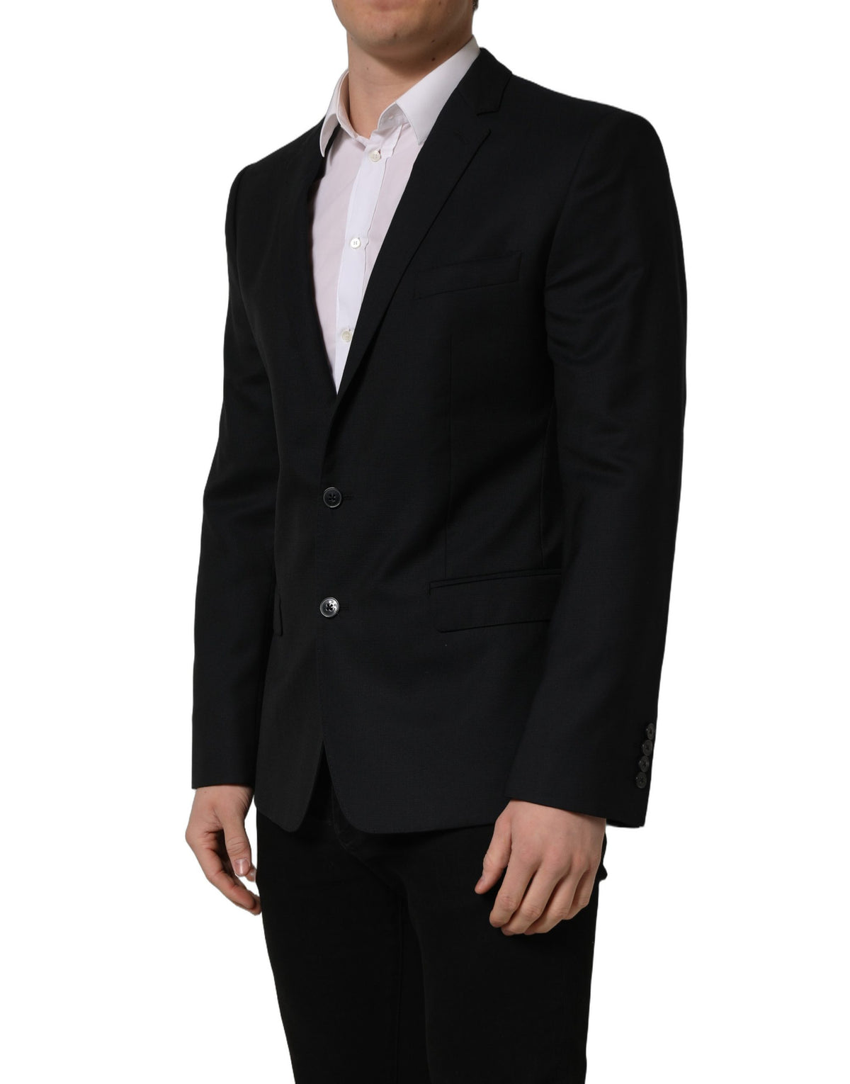 Dark Blue Wool Single Breasted Blazer Jacket