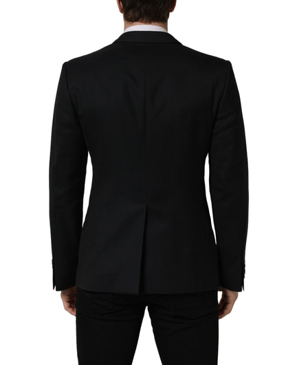 Dark Blue Wool Single Breasted Blazer Jacket