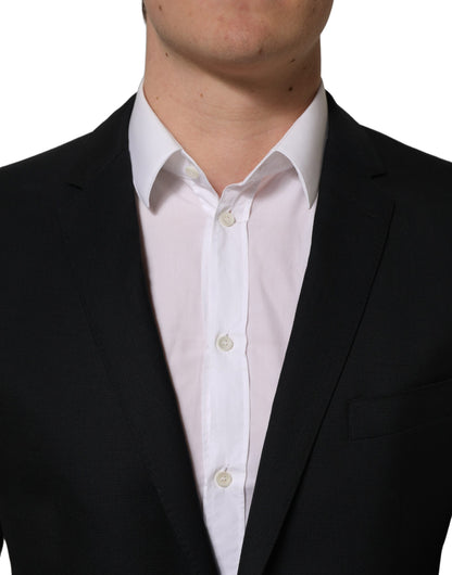 Dark Blue Wool Single Breasted Blazer Jacket