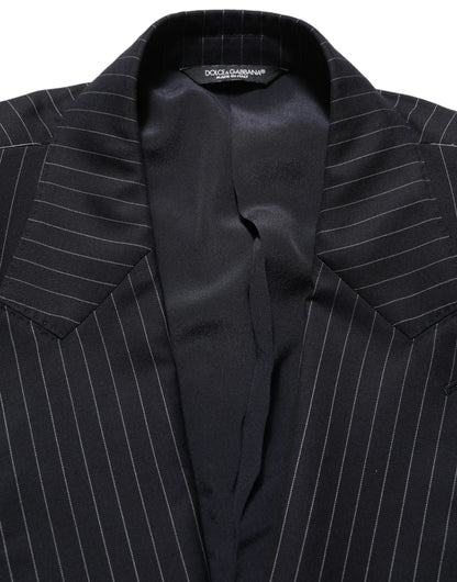 Dark Gray Stripes Wool Double Breasted Jacket