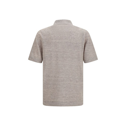 Beige Linen Polo Shirt