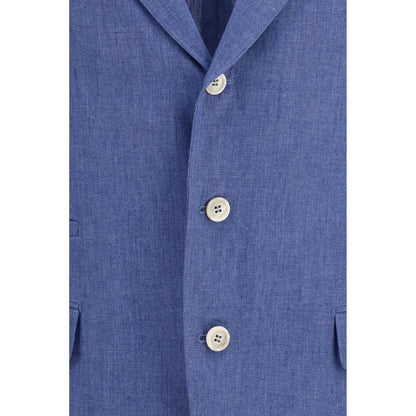 Blue Linen Full-Length Jacket