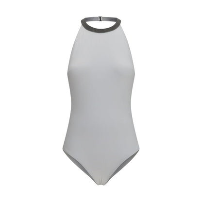 White Polyamide One-Piece Swimsuit