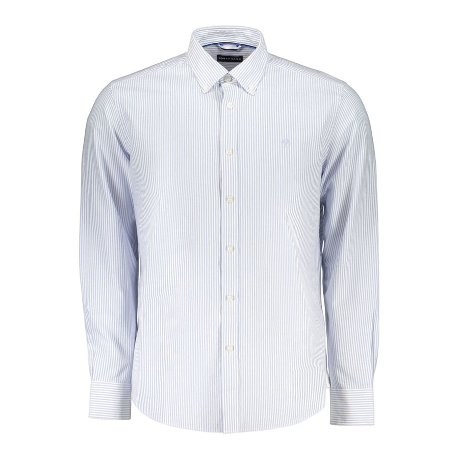 Azzurro Cotton Men Shirt with Long Sleeves and Button-Down Collar