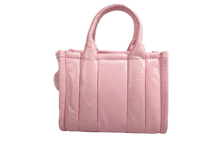 Marc Jacobs The Shiny Crinkle Micro Tote Bubblegum Leather Crossbody